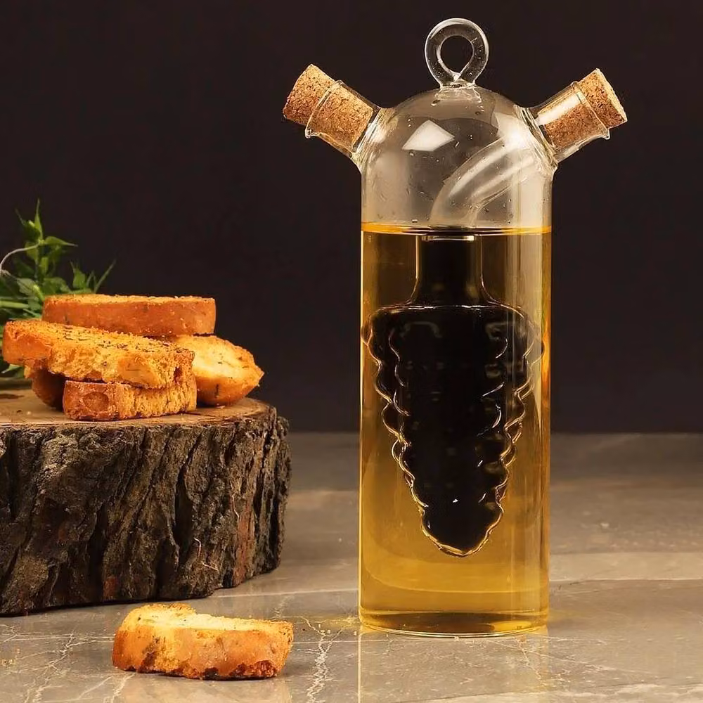 SPETLEK 2 in 1 Glass Oil and Vinegar Dispenser in Clear – 3