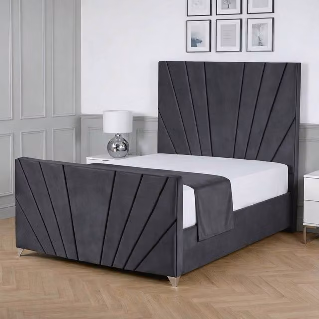 Living Comfort Bedz Lumina Upholstered Velvet Gas Lift Storage Bed in Anthracite Grey, W/D/H: 90 x 190 cm – 1