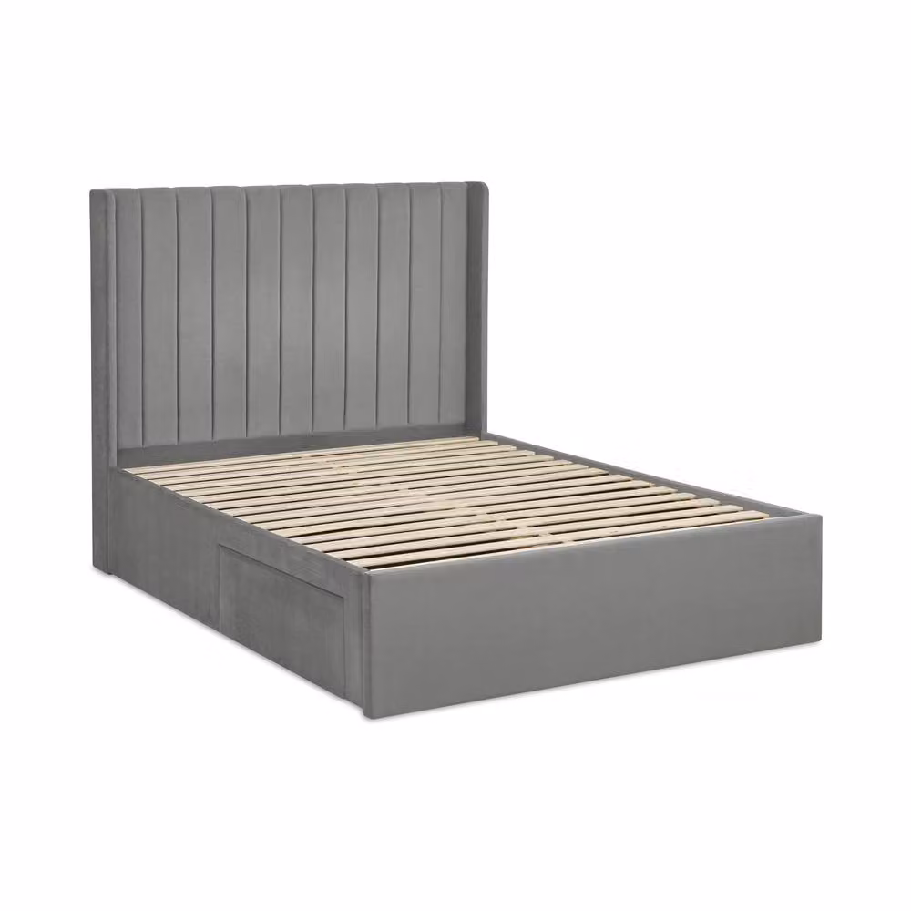 Cheshire Coral Steel Grey Dual Storage Door King Bed with Upholstered Frame, W/D/H: 150 x 200 cm – 2