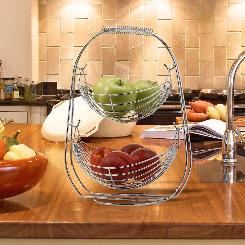 SPETLEK 2 Tier Metal Fruit Basket in Silver – 2