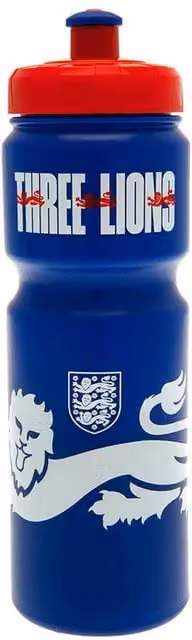 England FA Three Lions Crest Plastic Water Bottle in Bright Blue