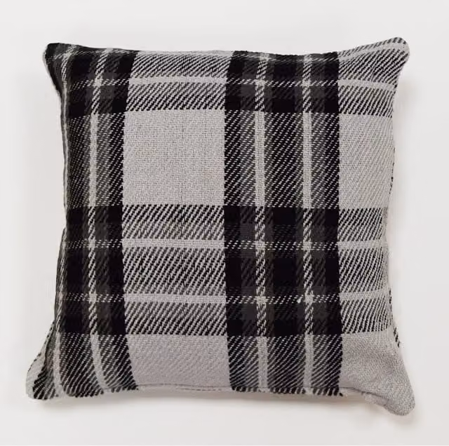 Rapport Home Highland Check Square Cushion Cover, Black, W x D: 43 x 43 cm