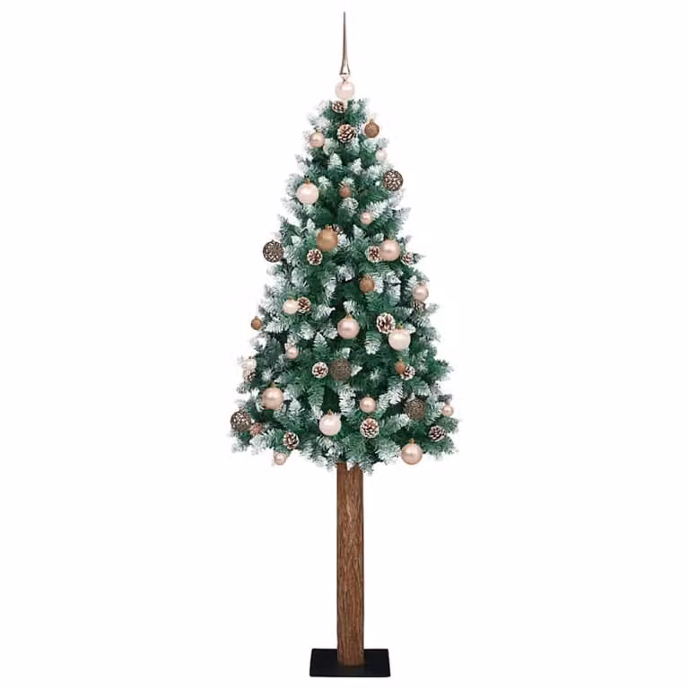 Berkfield Home Slim Christmas Tree with 300 LEDs in Green and White, Height: 180 cm