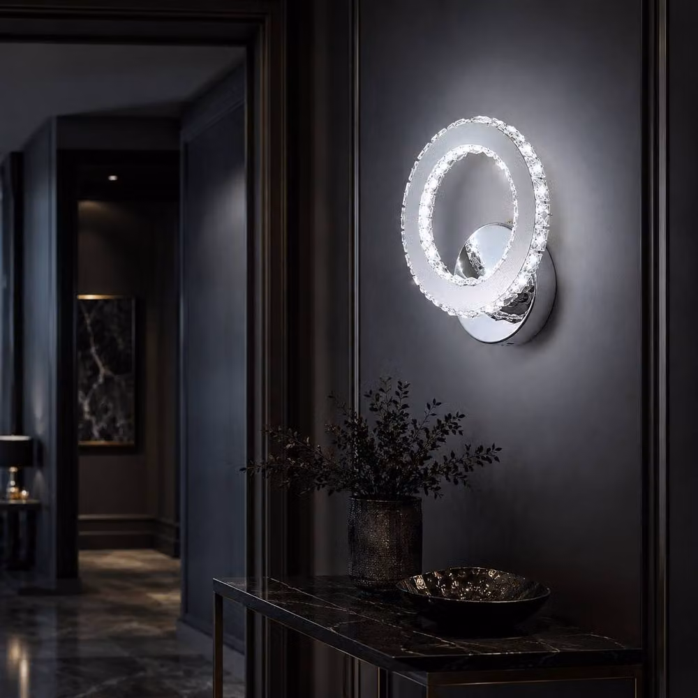 Goeco Modern LED Crystal Wall Light in Silver for Bedroom and Hallway, 16W – 3