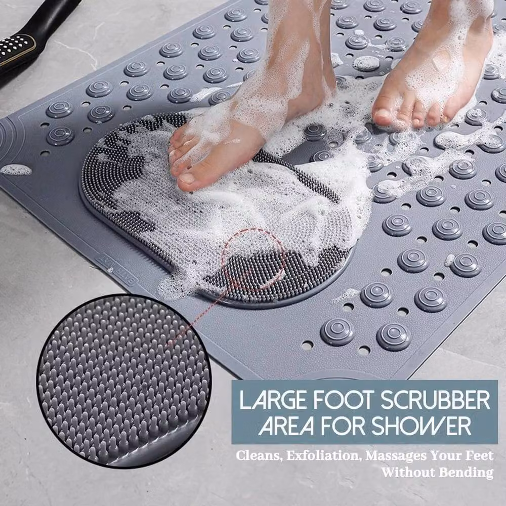 NESTLUNE Non-Slip Grey Rectangular Shower Mat Scrubber for Bathtubs – 2