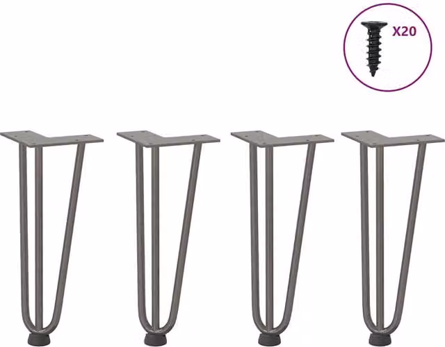 Berkfield Home Hairpin Table Legs, 4 Pieces, Brown Steel, Height: 30 cm