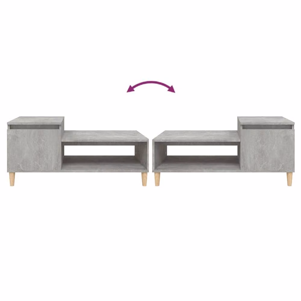 Berkfield Home Modern Rectangular Coffee Table in Concrete Grey, W/D/H: 100 x 50 x 45 cm – 3