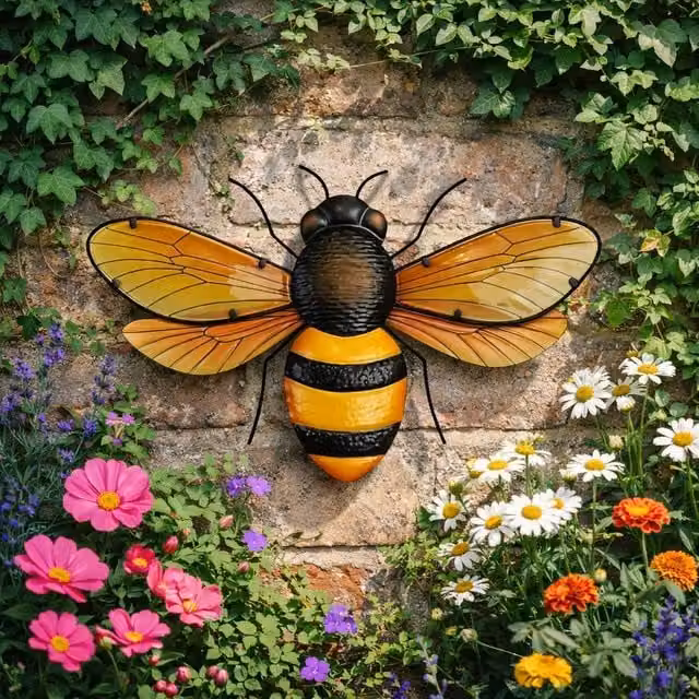 Country Living Rustic Metal Bee Wall Decor in Yellow and Black – 1