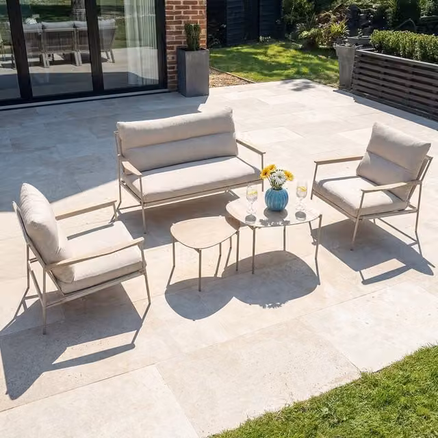 More4Homes Aruba 4 Seater Outdoor Garden Sofa Set with Ceramic Table in Beige