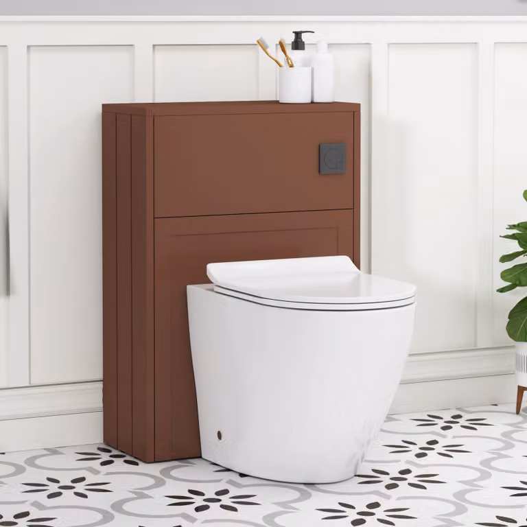 Royal Bathrooms Elmore Terracotta Clay WC Unit with Elva Rimless Ceramic Toilet Pan, Slim Soft Close Seat and Cistern, W: 55 cm