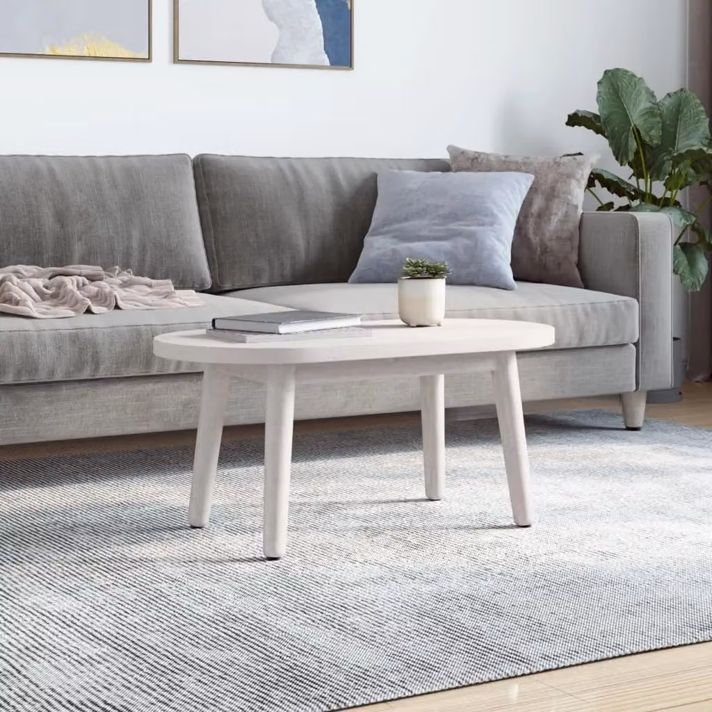 Berkfield Home White Oval Solid Wood Pine Table Top, W: 70 cm, D: 35 cm, H: 2.5 cm – 2