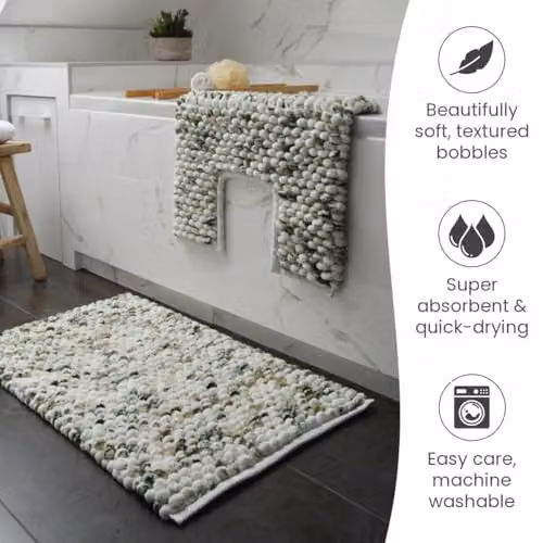 Allure Bath Fashions Marl Chunky Bobble Pedestal Toilet Mat, Green, W/D: 50 x 50 cm – 4