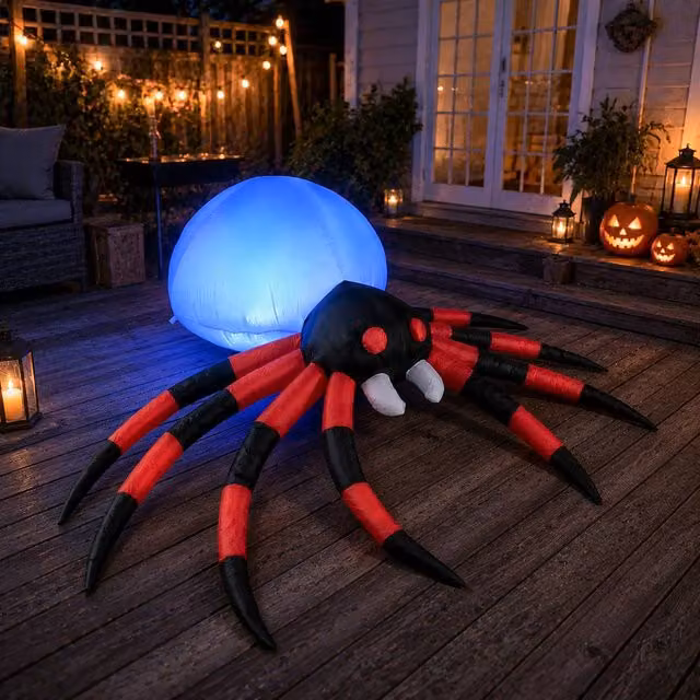 Marco Paul Giant LED Inflatable Halloween Spider in Black and Blue
