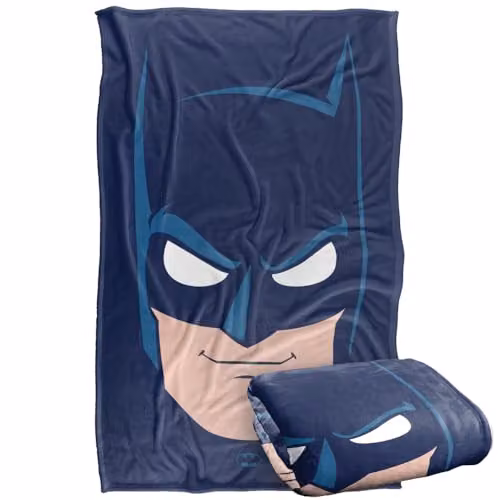 Warner Bros. Batman Large Face Super Soft Fleece Throw Blanket, Multicolour, W: 91.44 cm x L: 147 cm