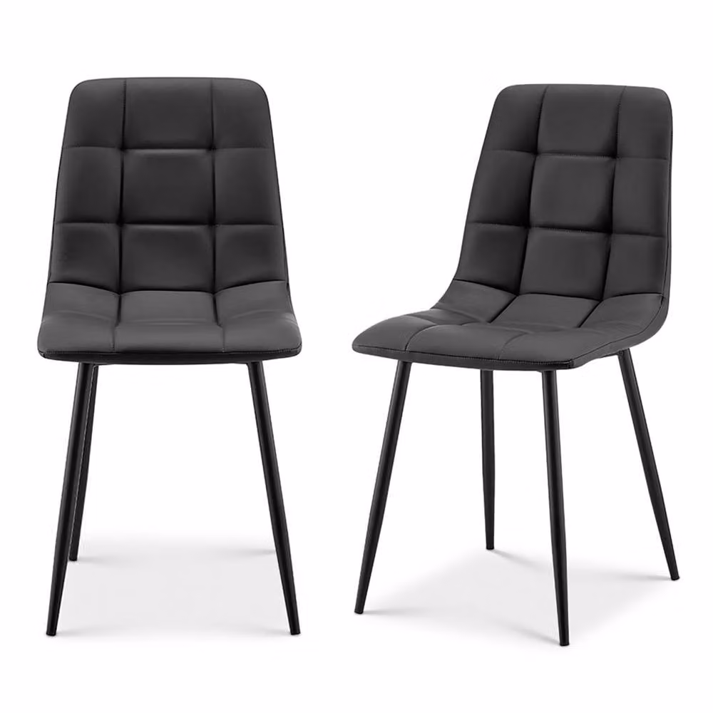 Bravich LTD Zurich Grey Faux Leather Embossed Padded Dining Chairs, Pack of 2 – 2