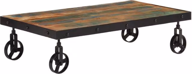 Berkfield Home Reclaimed Wood Coffee Table with Castors, W/D/H: 100 x 55 x 26 cm
