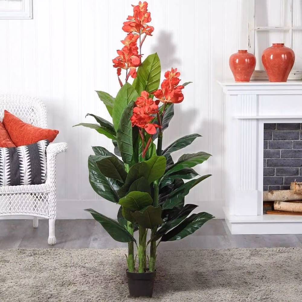 Kelvenix Extra Large Artificial Green Canna Flower Tree – 3