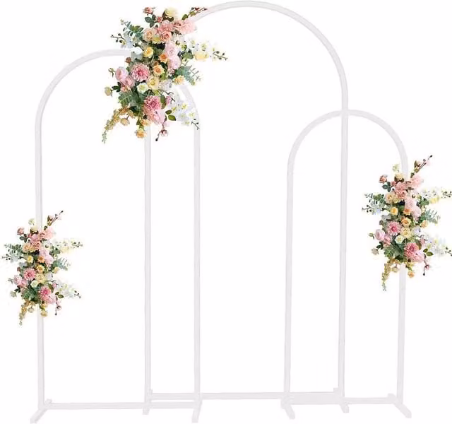 NESTLUNE Set of 3 White Square Metal Wedding Arch Frames, W/D/H: 100 x 15 x 15 cm