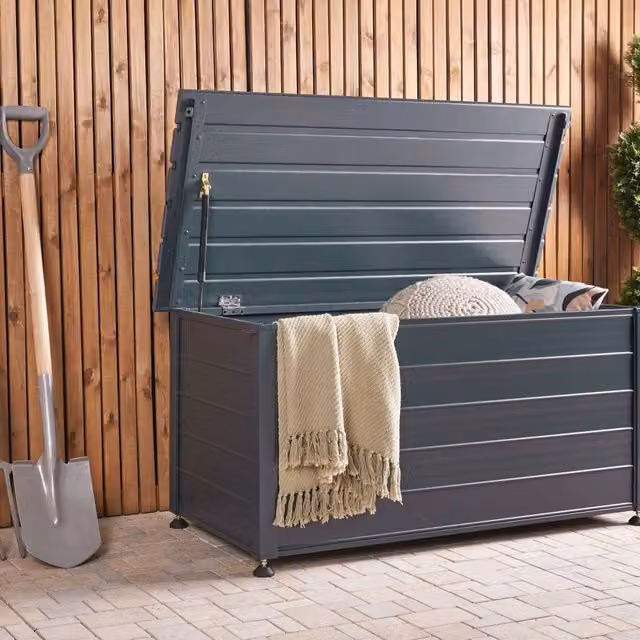 Wyld and Coco Premium Aluminium Garden Storage Box in Matt Dark Grey W/D/H: 123 x 60 x 60 cm – 1