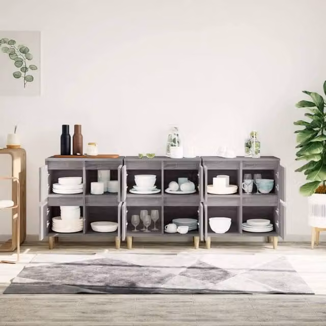 Berkfield Home Set of 3 Grey Sonoma Sideboards in Engineered Wood, W/D/H: 60 x 35 x 70 cm – 1