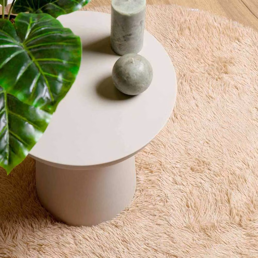 Berkfield Home NAVARRA Shaggy High Pile Rug, Beige, W/D/H: 100 x 100 x 1 cm, Polyester – 3