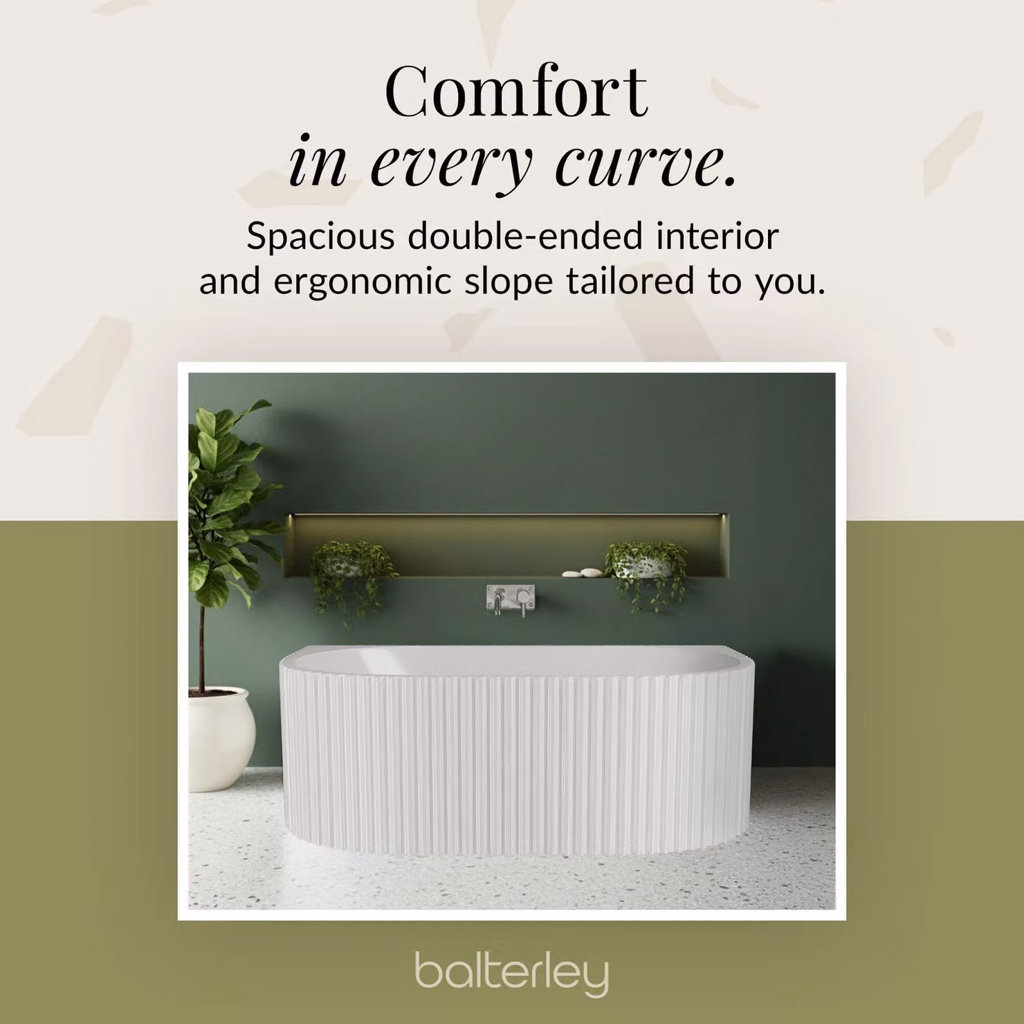 Balterley Contemporary Back To Wall Freestanding Oval Acrylic Bath with Ribbing, White, W: 170 cm, D: 78 cm – 3