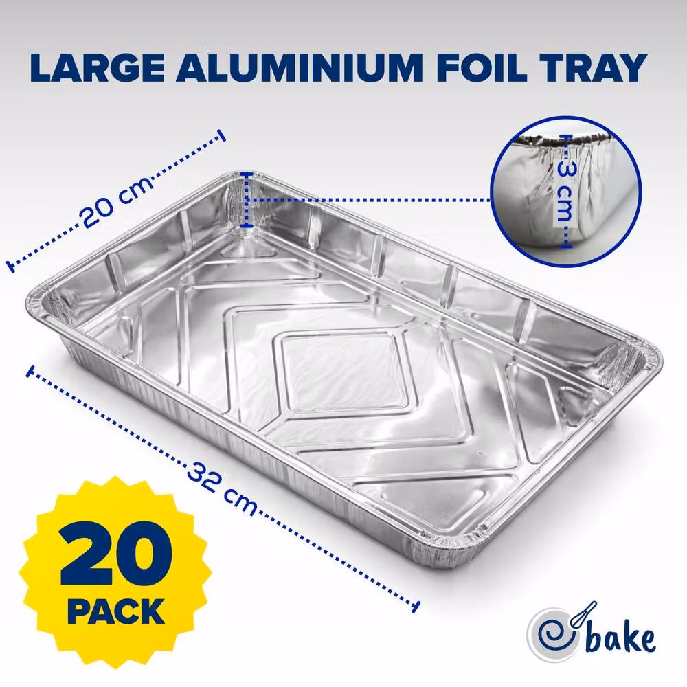 ebake Silver Uncoated Aluminium Rectangular Foil Roasting Trays – 2