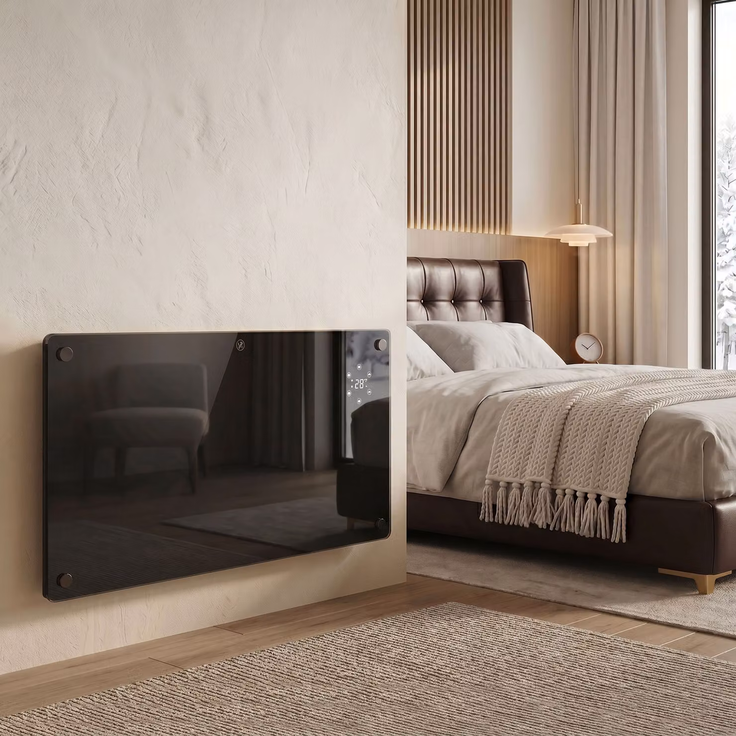 HOMCOM 1500W Smart Control Glass Heater with App and Remote Control, Black – 2