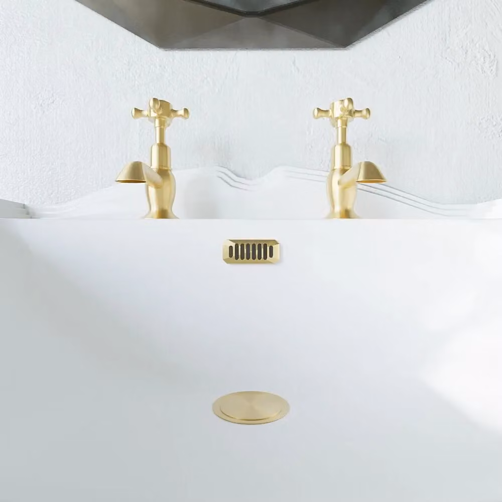 Balterley Traditional Basin Grill Overflow Cover in Brushed Brass, 26mm x 50mm – 2