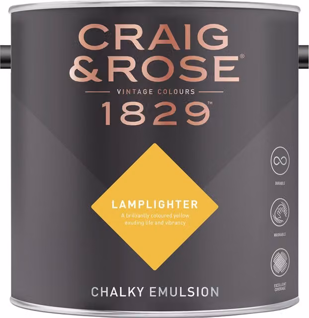 Craig and Rose Lamplighter Chalky Matt Water Based Emulsion in Yellow