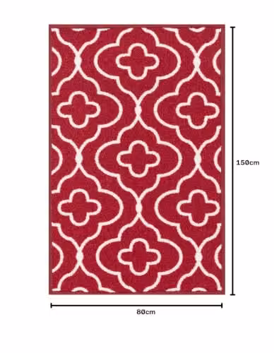 Desire Rugs Red Quatrefoil Non-Slip Machine Washable Kitchen Floor Mat, W: 80 cm, L: 150 cm – 2