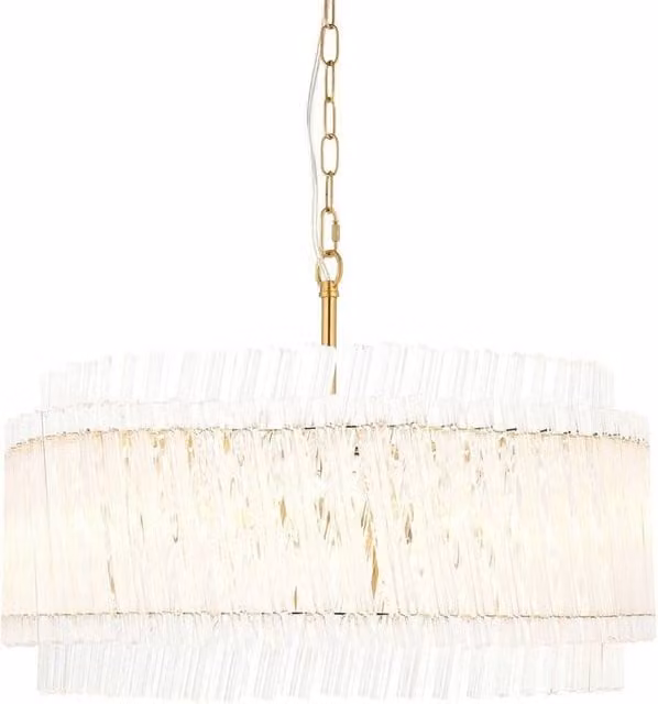 Netlighting Langford Gold and Brass Pendant Light with Transparent Glass Cylinders, 5 x E14 LED – 1