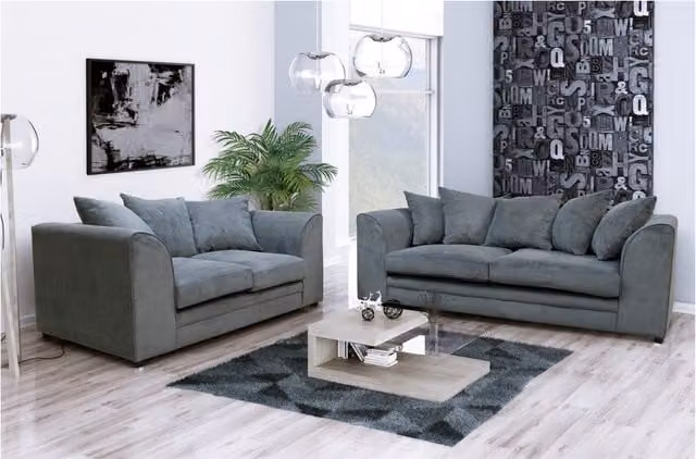 Kaspo Modern Fabric 3 and 2 Seater Sofa Set in Grey