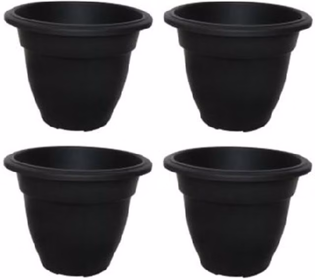 Whitefurze Black Round Bell Plastic Plant Pot and Flower Planter, Diameter: 38 cm