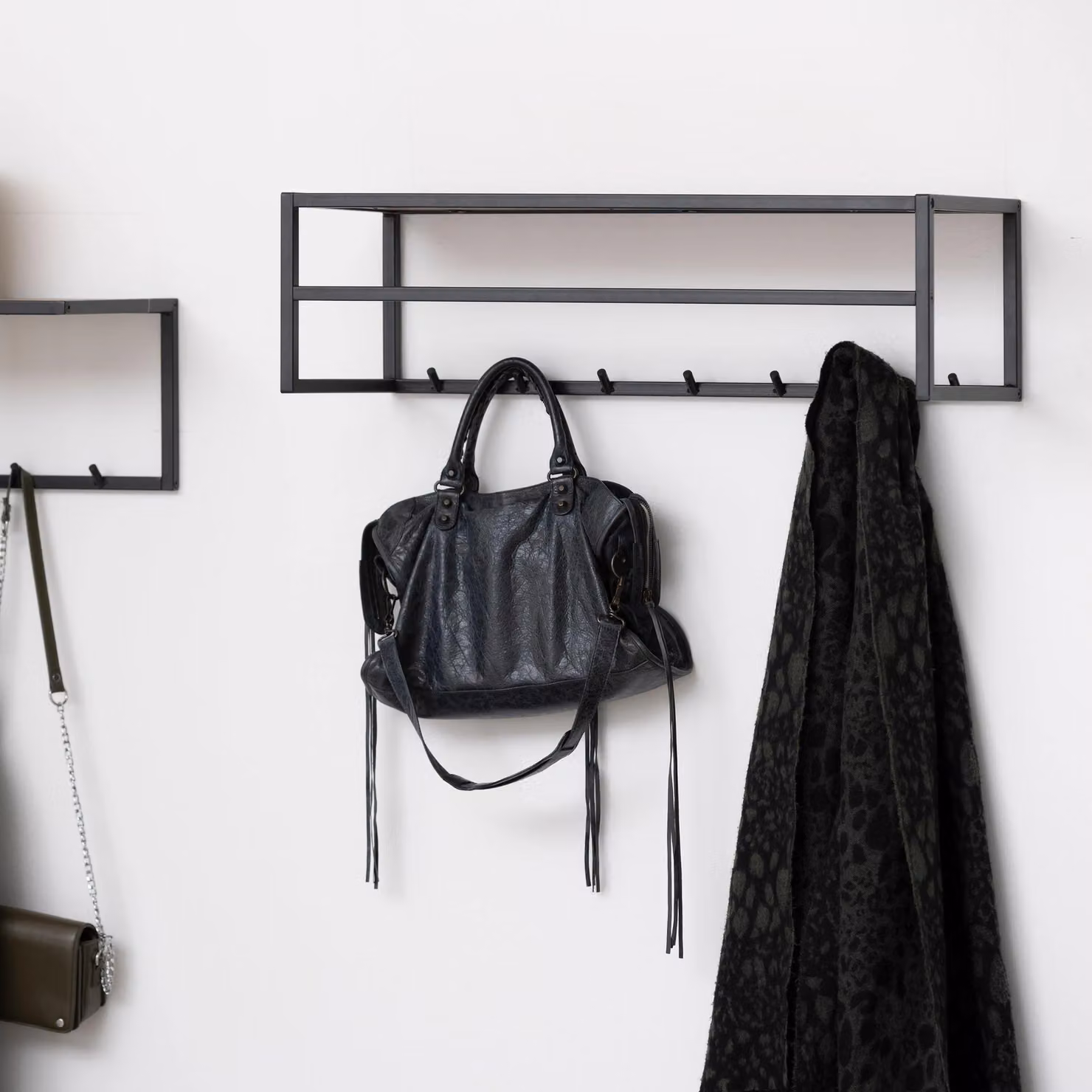 Furniture To Go Seaford Modern Metal Coat Rack with Wild Oak Top in Black and Brown – 3