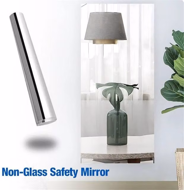 Nordara Self Adhesive Rectangular Wall Mirror Sticker in Silver