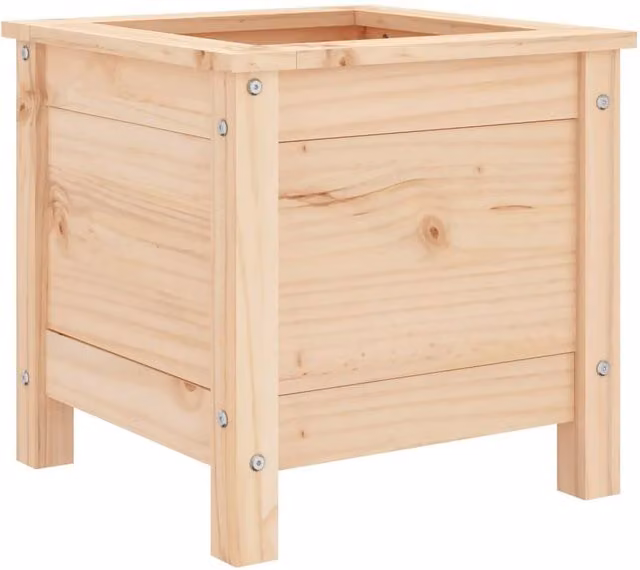 Berkfield Home Garden Wood Planter Tub in Beige, W/D/H: 40 x 40 x 39 cm – 1