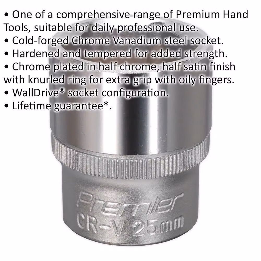 Loops 25mm Steel Drive Socket 1/2 inch Square Drive Chrome Vanadium Wrench Socket in Silver – 2