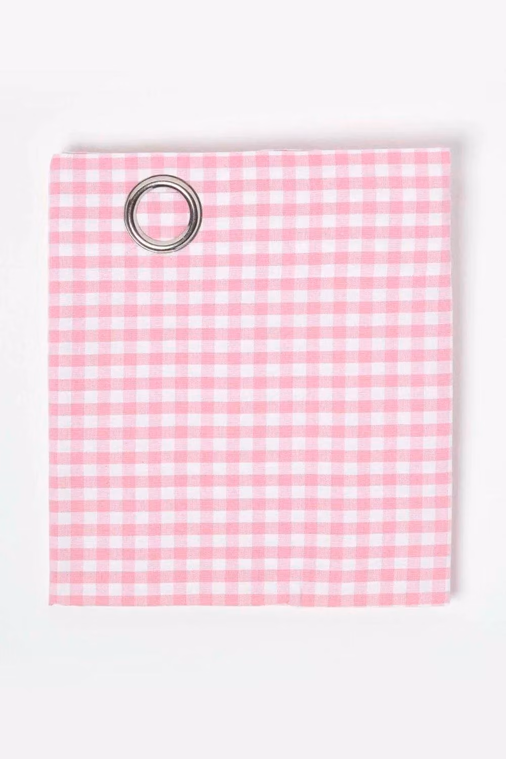 Homescapes Pink Gingham Check Cotton Eyelet Curtain Pair, Width: 117 cm, Drop: 137 cm – 2