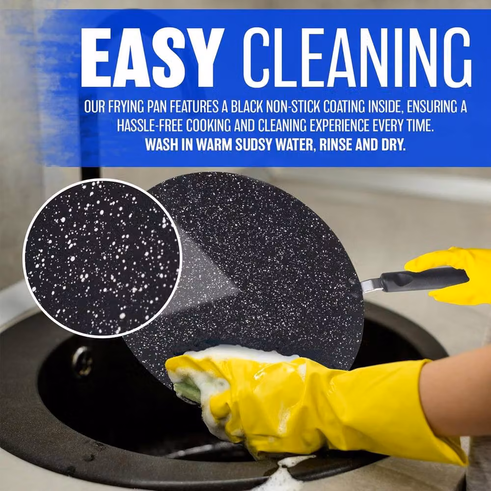 BARGAINS-GALORE Non-Stick Marble Interior Crepe and Pancake Fry Pan in Black – 3