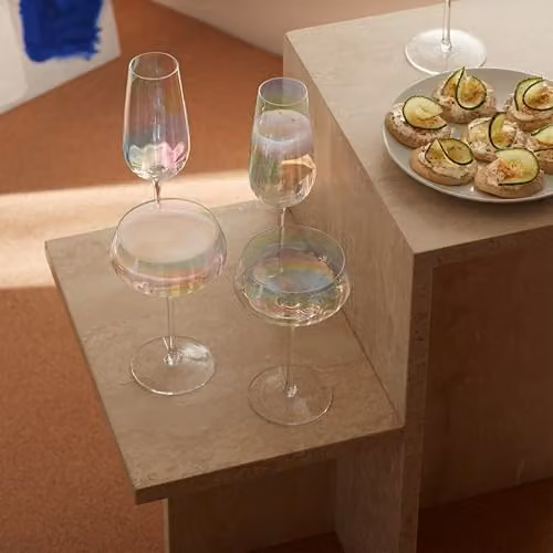 LSA International Pearl Champagne Flute Set of Two, Multicolour, 250ml per glass – 2