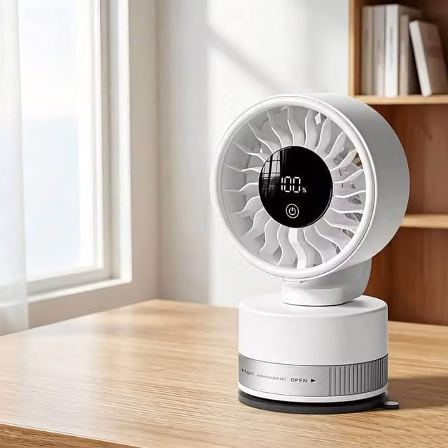 Quipulse Mini Portable Rechargeable Suction Cup Fan in White