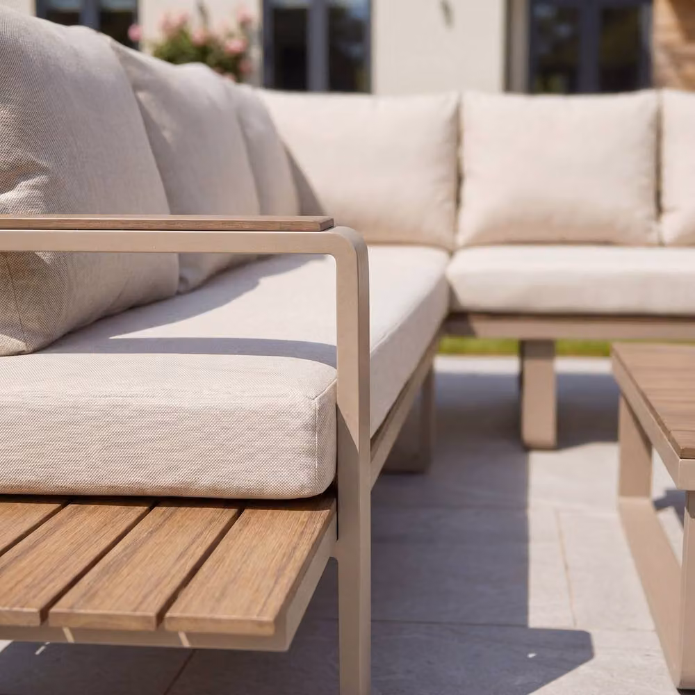 Artemis Home Linden Outdoor Corner Lounge Set and Table in Beige, W/D/H: 235 x 75 x 68 cm – 5