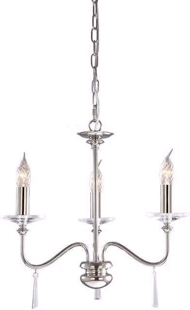 Elstead Finsbury Park 3 Light Lantern Chandelier in Silver with Height Adjustable Metal Finish and E14 Base