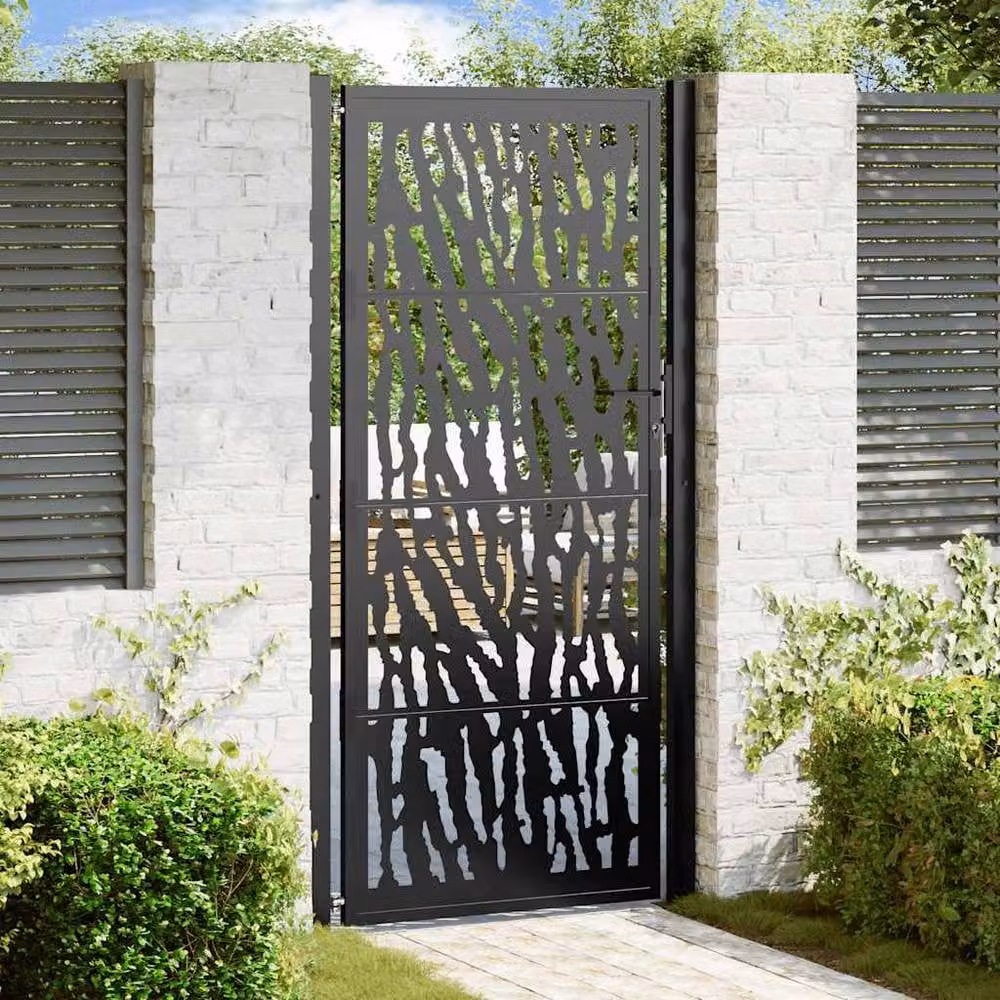 Berkfield Home Beautiful Garden Gate in Black Steel, W: 105 cm, H: 205 cm – 2