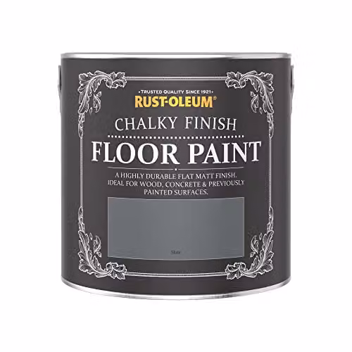 Rust-Oleum Scratch-Proof Water-Based Floor Paint in Matt Finish, Slate Grey, 2.5L – 3
