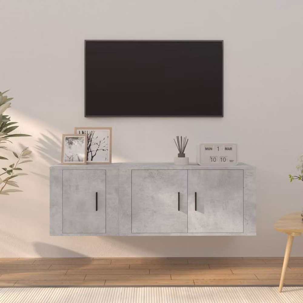 Berkfield Home Classic 2 Piece TV Cabinet Set in Grey Matt MDF – 2