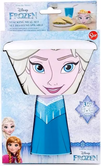 Disney Frozen Elsa 3-Piece Stackable Melamine Childrens Meal Set in Multicolour