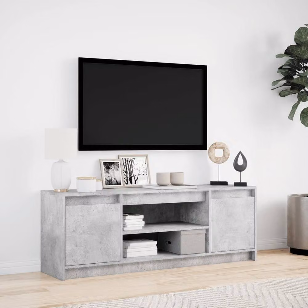 Berkfield Home Modern LED TV Cabinet in Concrete Grey, W: 139.5 cm, D: 34 cm, H: 50 cm – 3