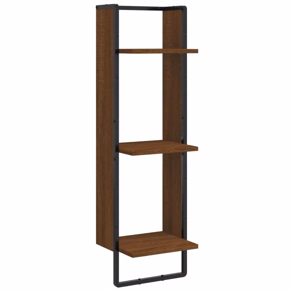 Berkfield Home 3-Tier Wall Mounted Shelf in Brown Oak, W/D/H: 30 x 25 x 100 cm – 2